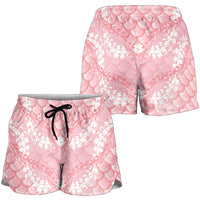 Soft Pink Mermaid Puakenikeni Maile Lei Shorts for Women