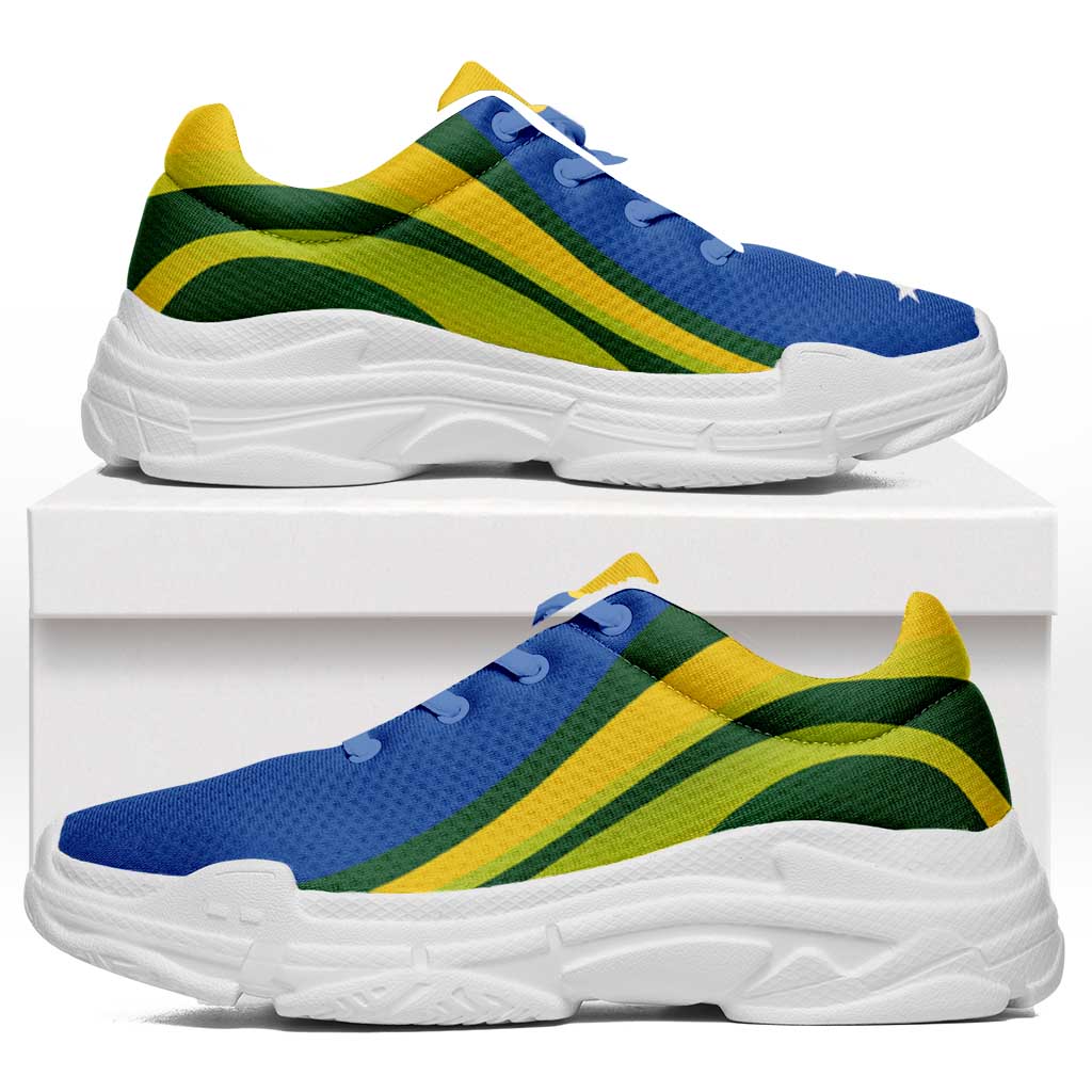 Solomon Islands Chunky Sneakers Flag-Inspired Curve Style