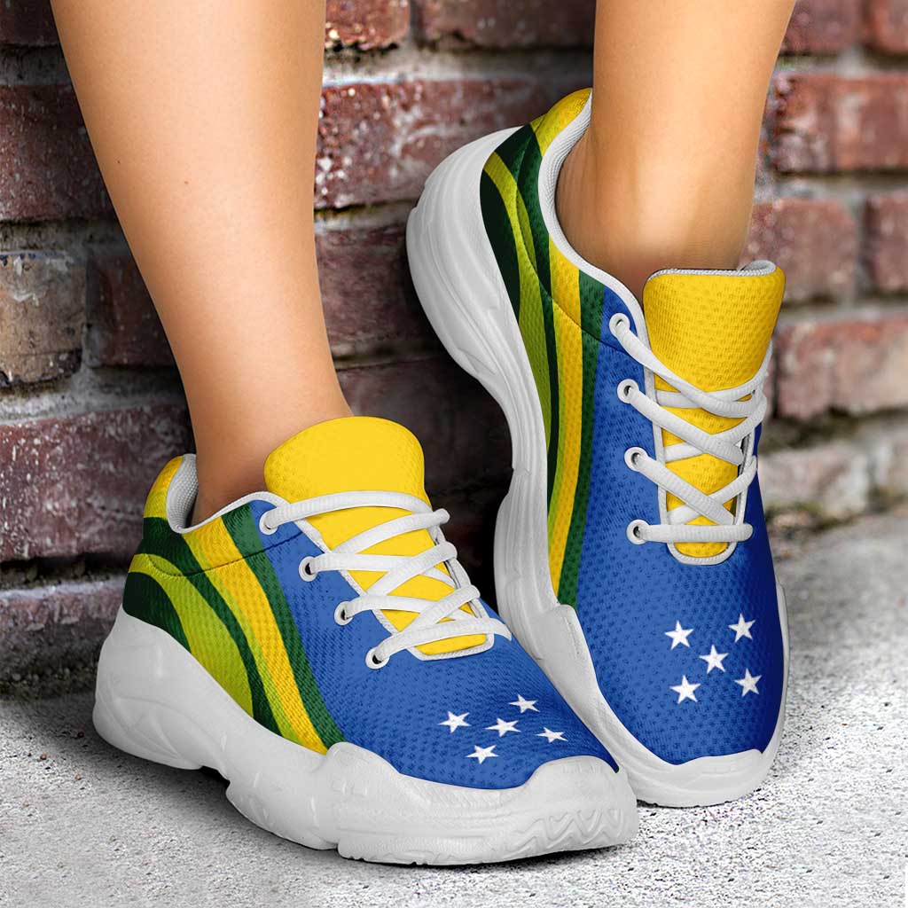 Solomon Islands Chunky Sneakers Flag-Inspired Curve Style