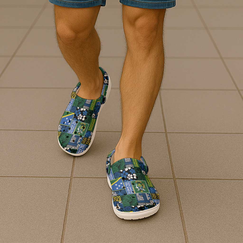 Solomon Islands Meri Kirihimete Clogs Shoes Pacific Patchwork Xmas Vibes - Polynesian Pride