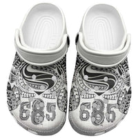 Super Samoa 685 Tribal Tattoo Clogs Shoes Siapo Pattern White Edition LT03 White - Polynesian Pride