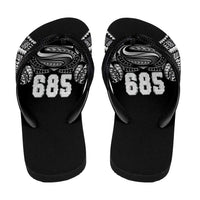 Super Samoa-Six Eight Five to The World Flip Flops Traditional Samoan Tattoo Black Color