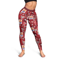 Tahiti Oaoa I Teie Noera Leggings Pacific Patchwork Xmas Vibes - Polynesian Pride
