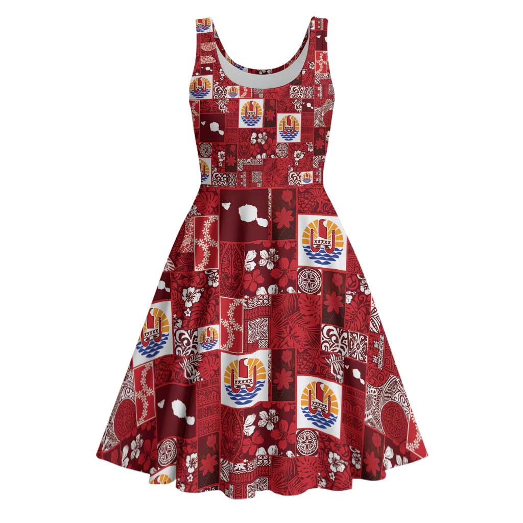 Tahiti Oaoa I Teie Noera Midi Dress Pacific Patchwork Xmas Vibes - Polynesian Pride