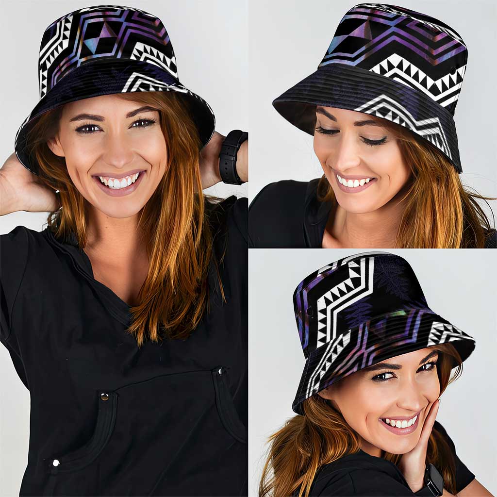 Taniko Aotearoa Mix Paua Shell Bucket Hat Niho Taniwha Lilac Glitter - Polynesian Pride