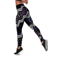 Taniko Aotearoa Mix Paua Shell Leggings Niho Taniwha Lilac Glitter - Polynesian Pride