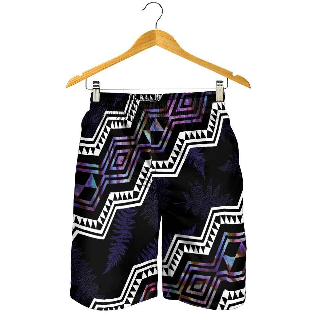 Taniko Aotearoa Mix Paua Shell Shorts for Men Niho Taniwha Lilac Glitter - Polynesian Pride