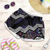Taniko Aotearoa Mix Paua Shell Shorts for Women Niho Taniwha Lilac Glitter - Polynesian Pride