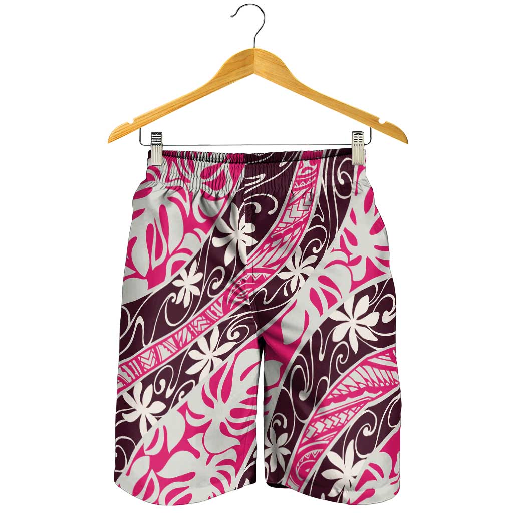 Tarona Tahiti Tiare Monstera Shorts for Men Polynesian Pattern Curve Style - Polynesian Pride