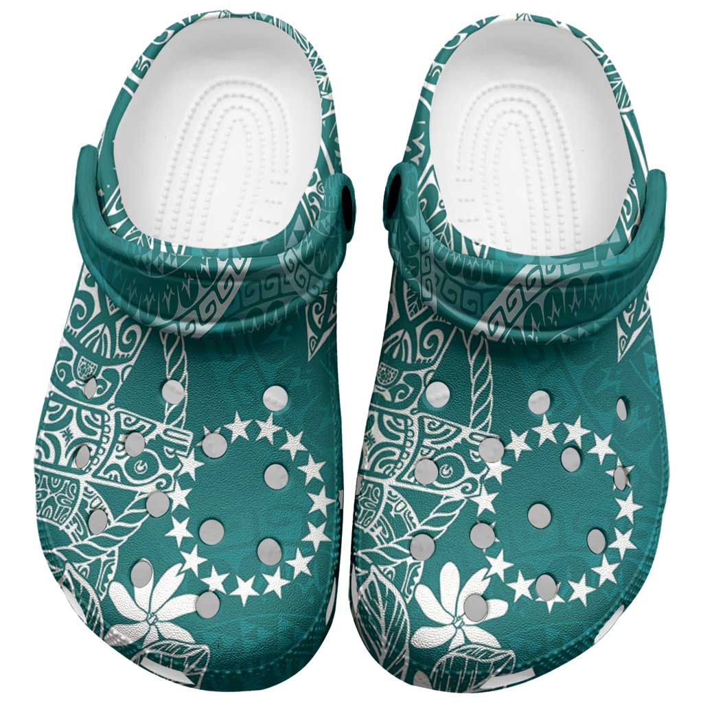 Teal Kuki Airani Tapakau Clogs Shoes Tribal Anchor Mix Tiare LT7 Teal - Polynesian Pride