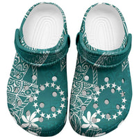 Teal Kuki Airani Tapakau Clogs Shoes Tribal Anchor Mix Tiare LT7 Teal - Polynesian Pride