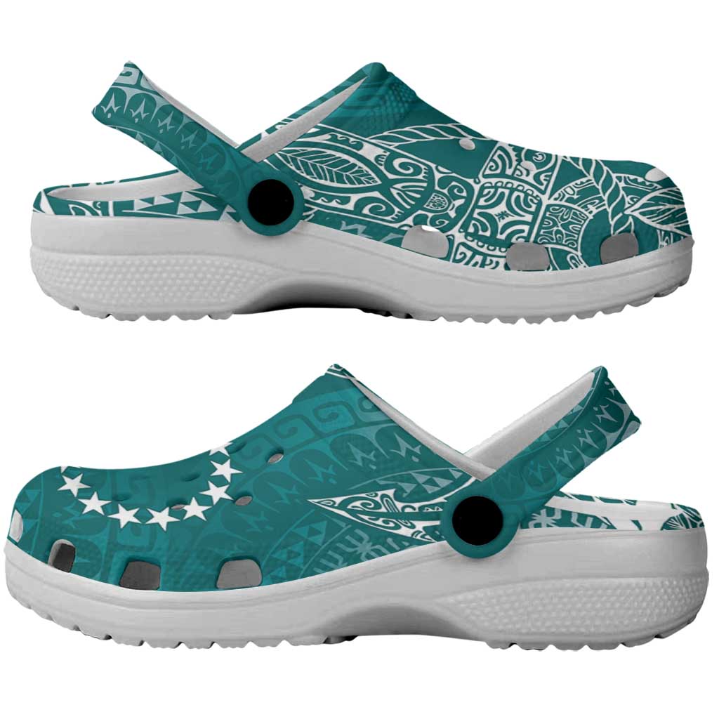Teal Kuki Airani Tapakau Clogs Shoes Tribal Anchor Mix Tiare LT7 - Polynesian Pride