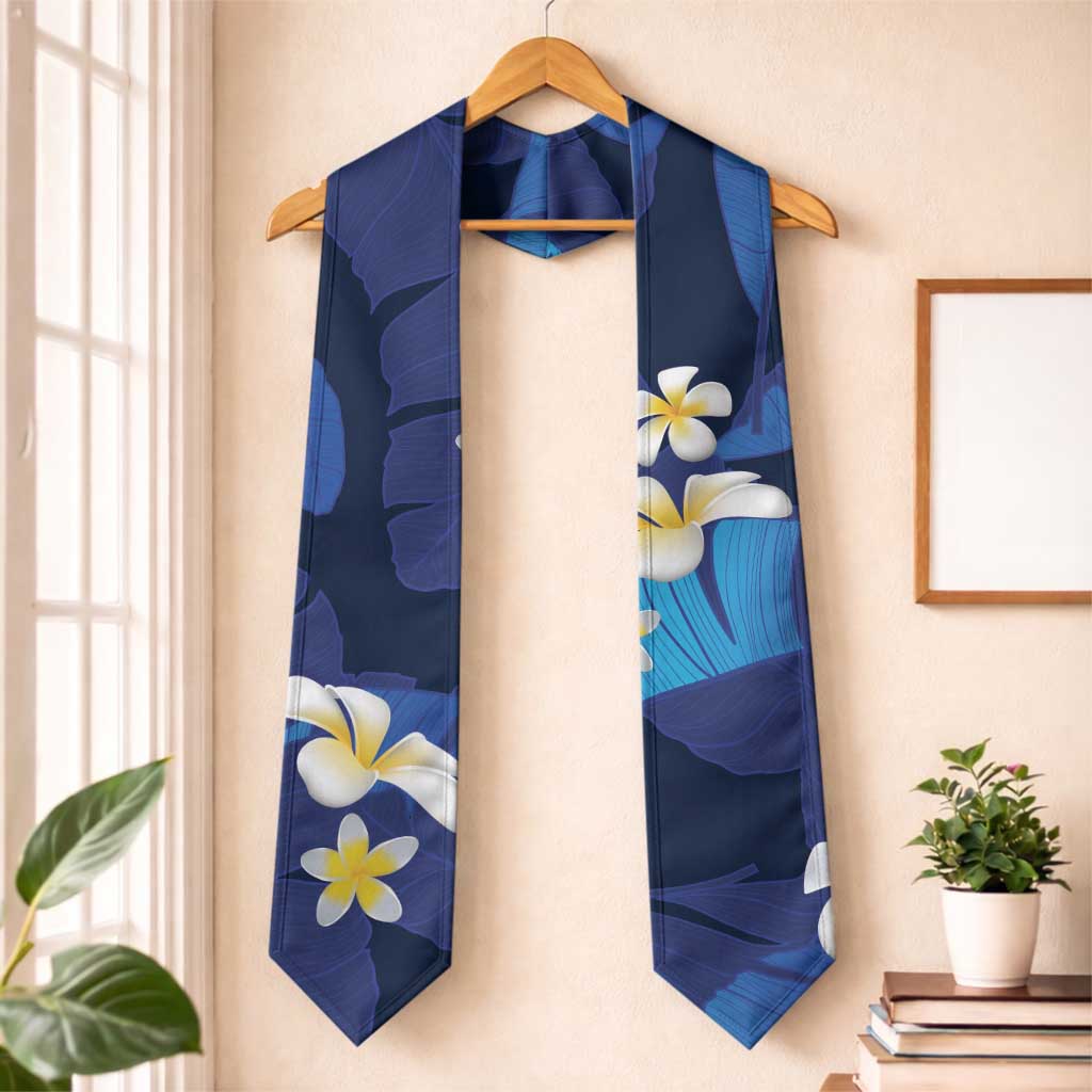 Teal Purple Banana Leaf Hawaii Graduation Stole Lau Maia Plumeria Tropical Summer Vibes
