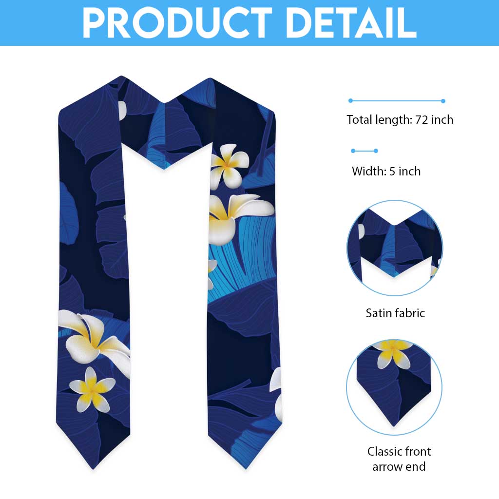 Teal Purple Banana Leaf Hawaii Graduation Stole Lau Maia Plumeria Tropical Summer Vibes