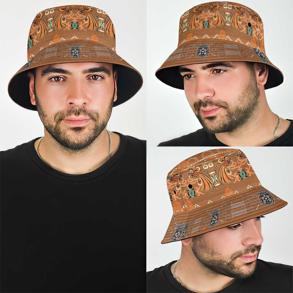 Terracotta Batik Papua-inspired Pattern Bucket Hat - Polynesian Pride