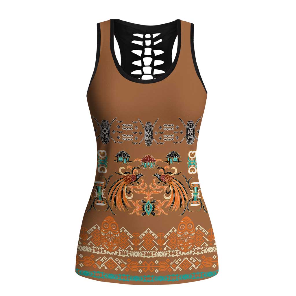 Terracotta Batik Papua-inspired Pattern Hollow Tank Top - Polynesian Pride