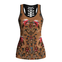 Terracotta Bird of Batik Papua Hollow Tank Top Exotic Natural Wealth of Papua LT9 Female Gold - Polynesian Pride