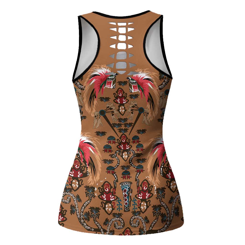 Terracotta Bird of Batik Papua Hollow Tank Top Exotic Natural Wealth of Papua LT9 - Polynesian Pride