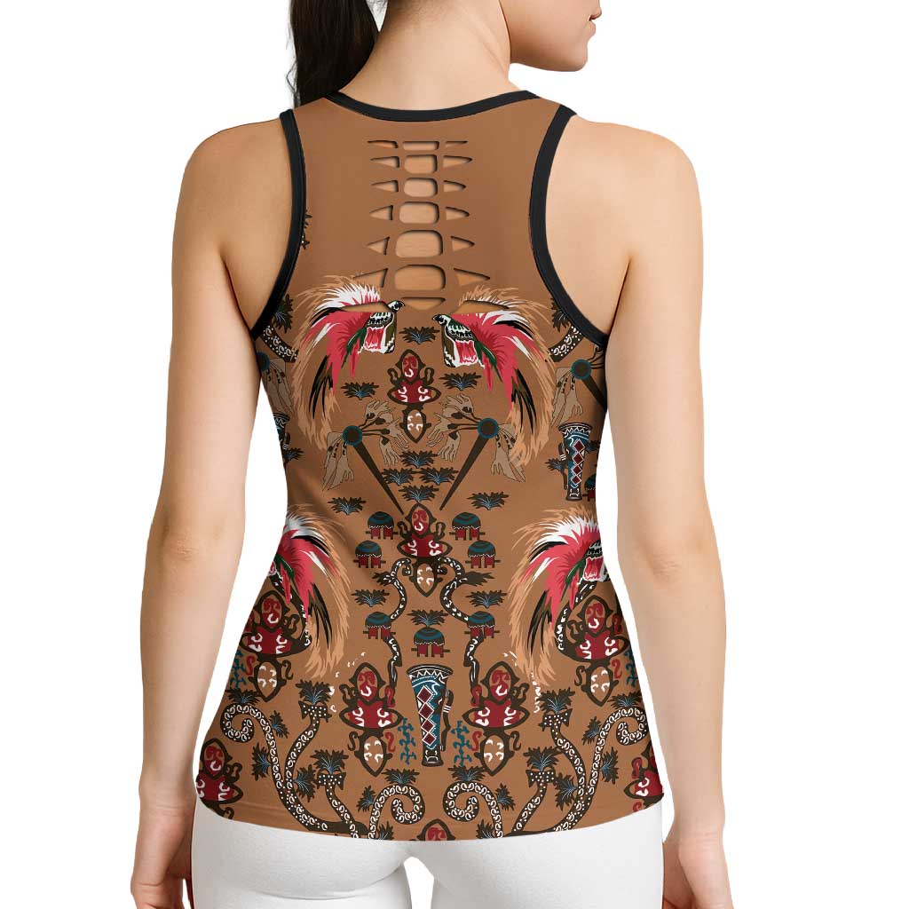 Terracotta Bird of Batik Papua Hollow Tank Top Exotic Natural Wealth of Papua LT9 - Polynesian Pride