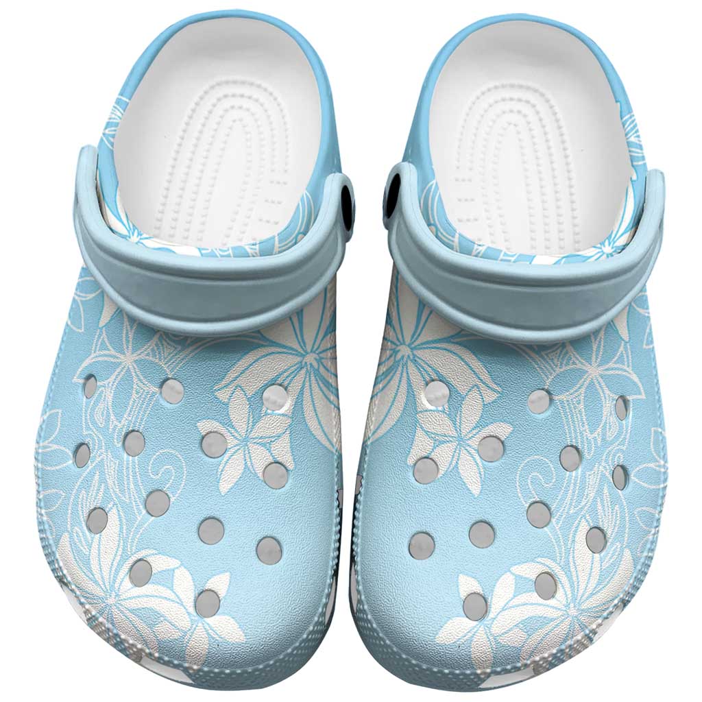 Tiare Tahiti Clogs Shoes Blue Polynesia Motifs - Polynesian Pride