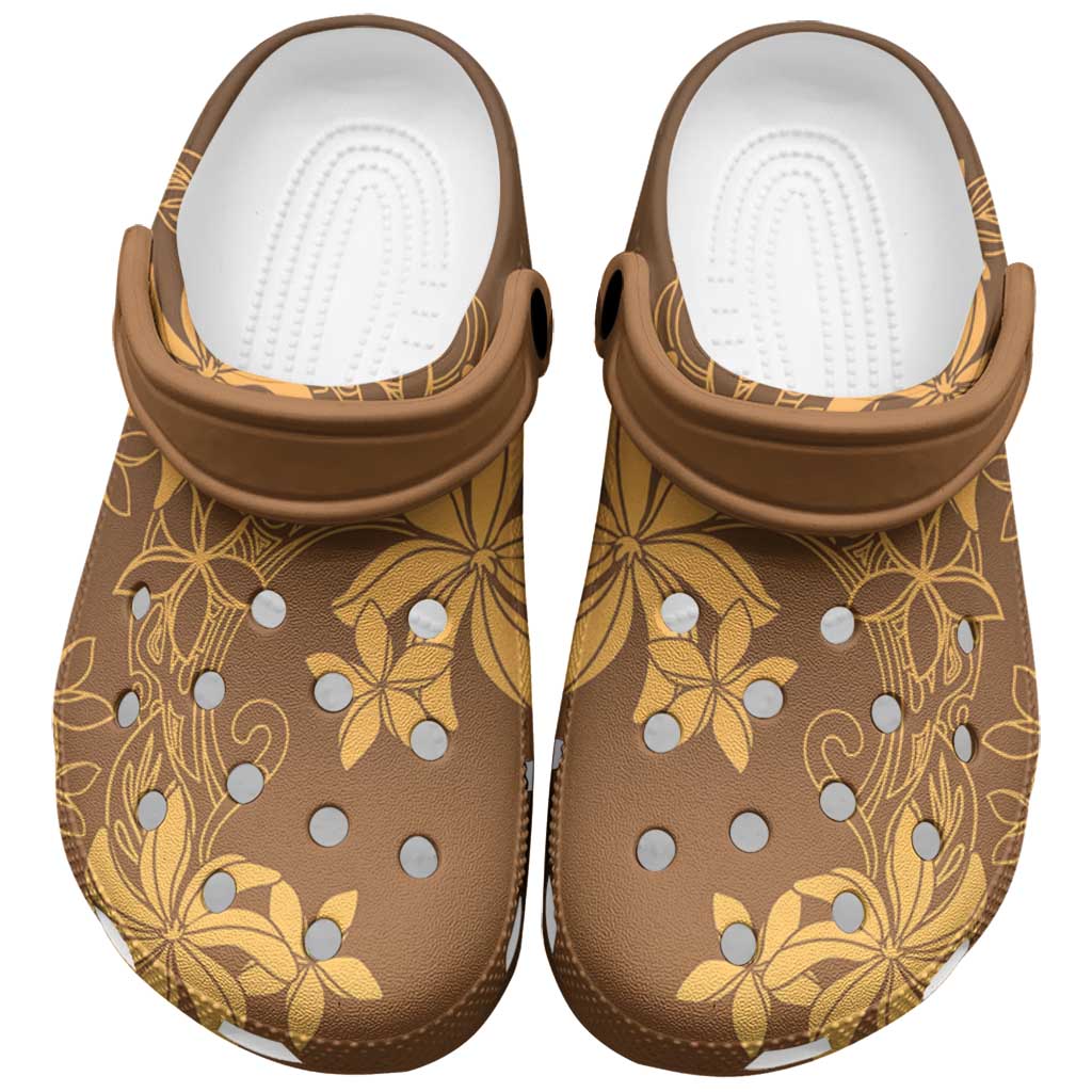 Tiare Tahiti Clogs Shoes Brown Polynesia Motifs - Polynesian Pride