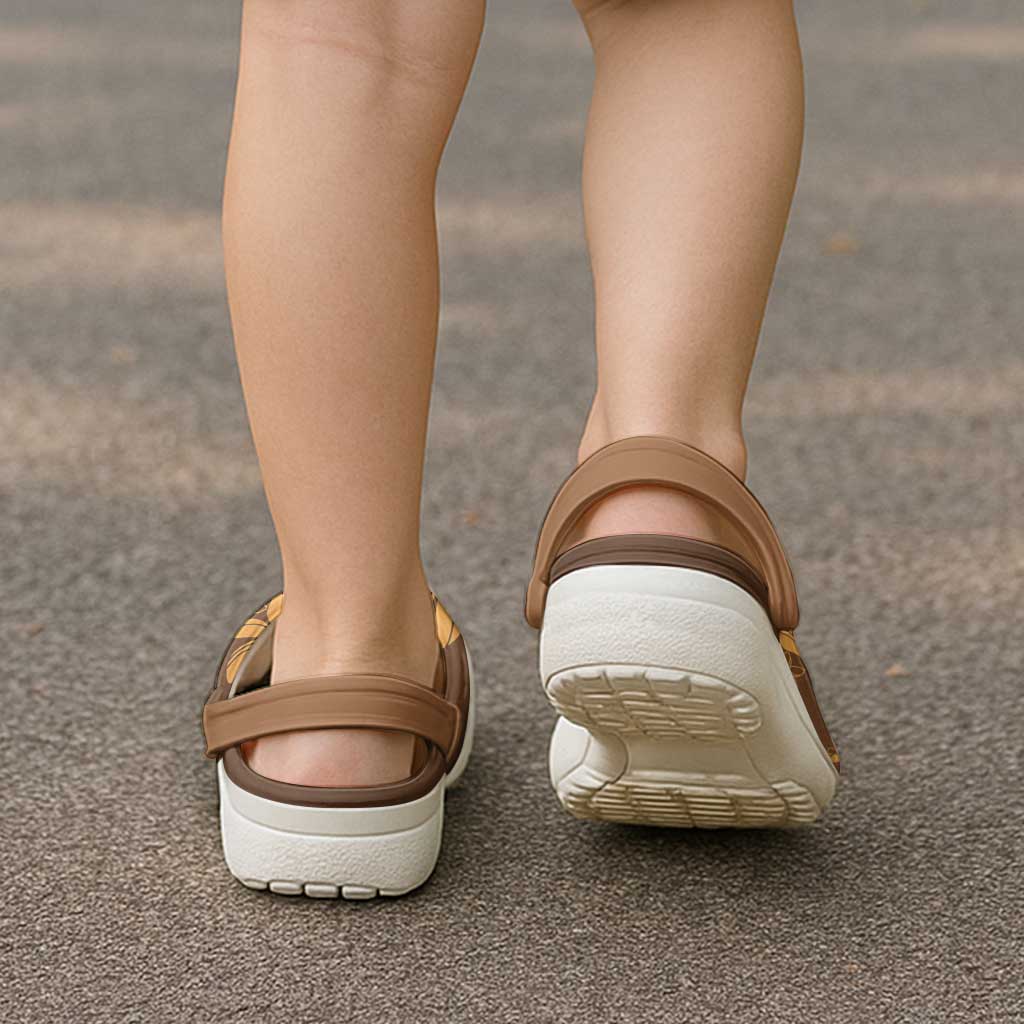 Tiare Tahiti Clogs Shoes Brown Polynesia Motifs - Polynesian Pride