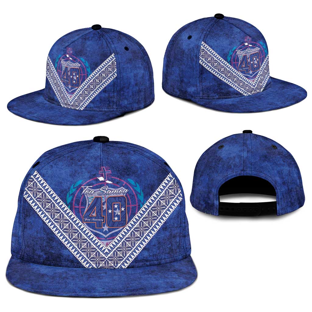 Toa Samoa Rugby Snapback Cap 40th Anniversary Samoan Siapo Pattern LT14 - Polynesian Pride