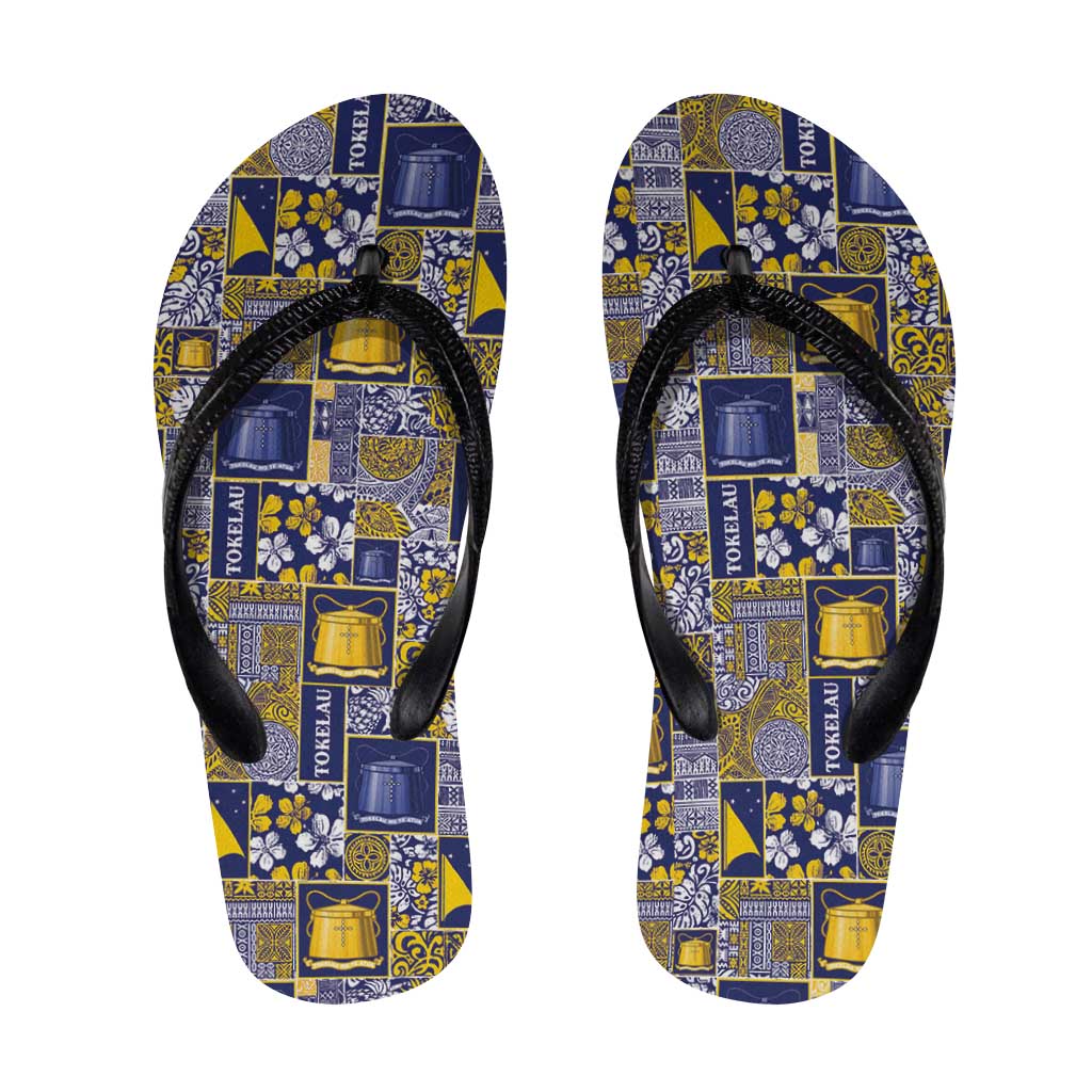 Tokelau Manuia te Kilihimahi Flip Flops Pacific Patchwork Xmas Vibes - Polynesian Pride