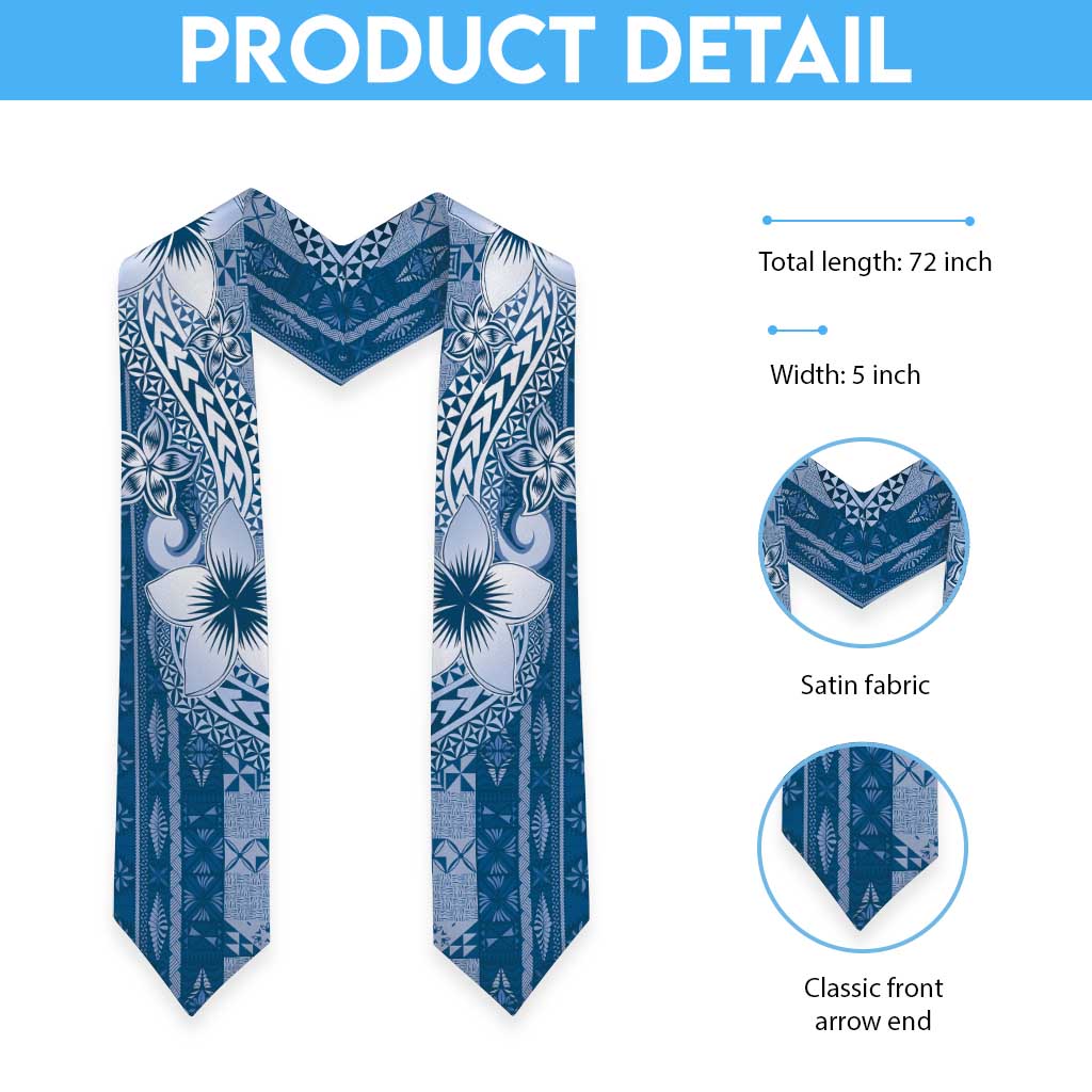 Tonga Kupesi Ngatu Graduation Stole Vintage Blue Plumeria