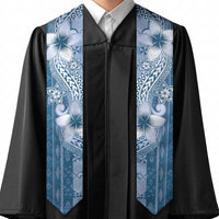 Tonga Kupesi Ngatu Graduation Stole Vintage Blue Plumeria