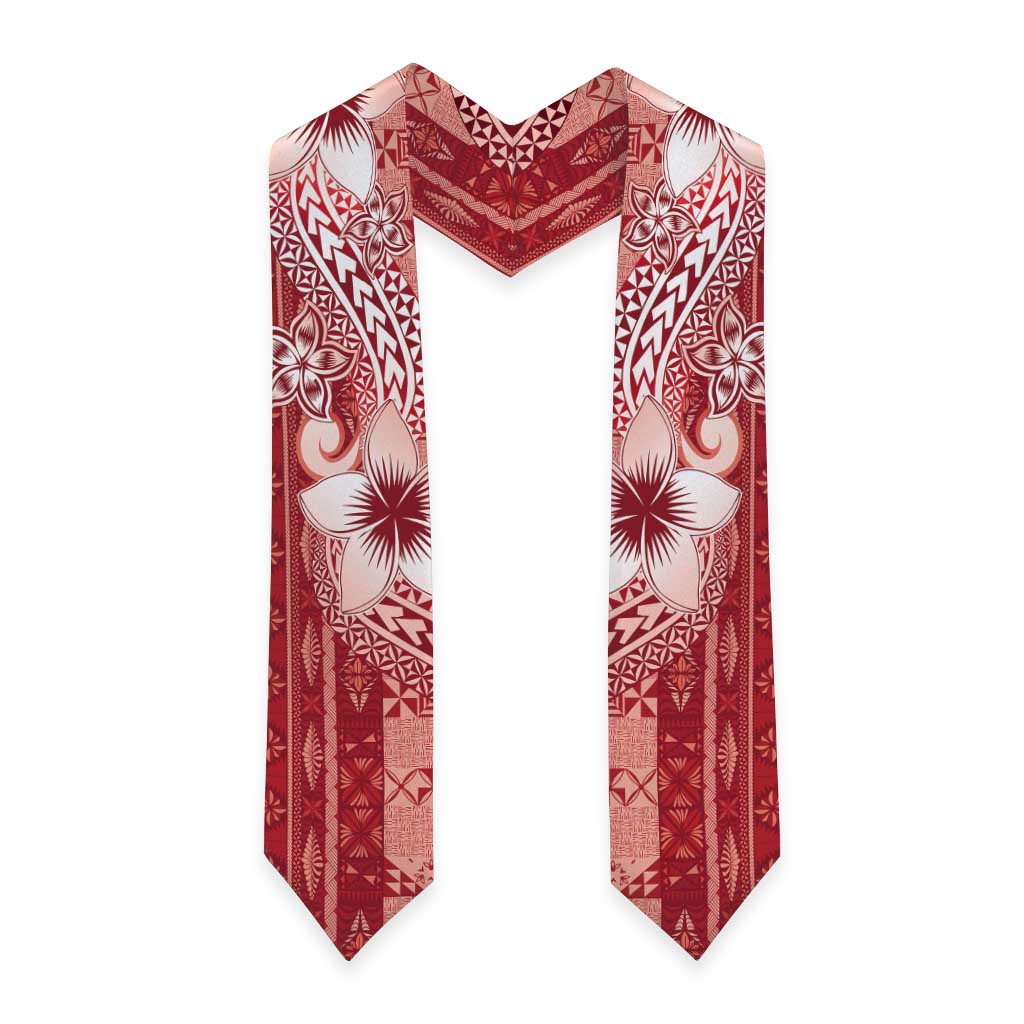 Tonga Kupesi Ngatu Graduation Stole Vintage Red Plumeria