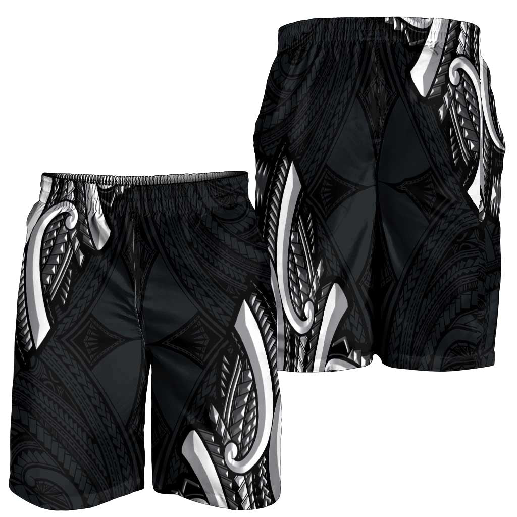 Traditional Art Hawaiian Kakau Tattoos Shorts for Men White - Polynesian Pride