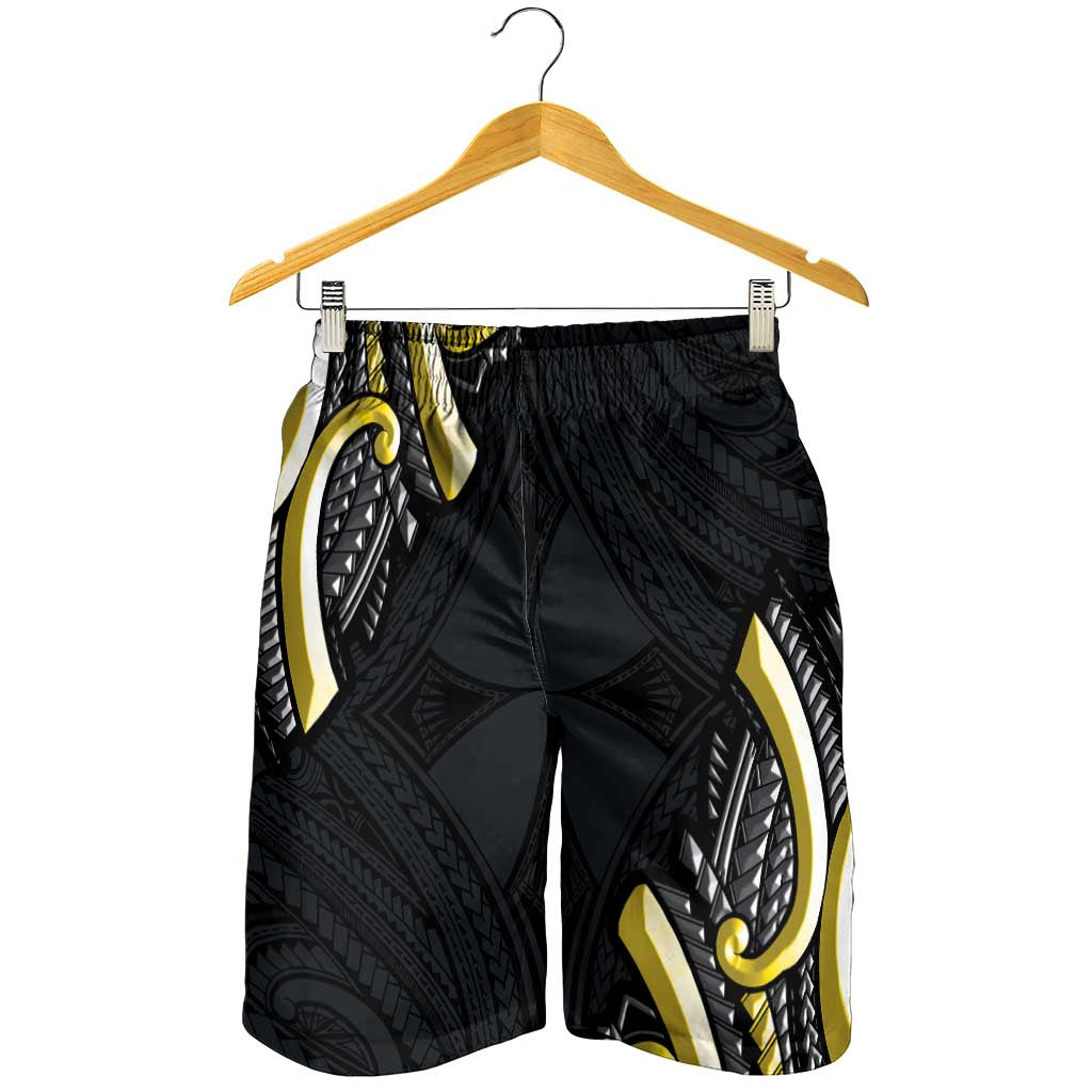 Traditional Art Hawaiian Kakau Tattoos Shorts for Men Yellow Color - Polynesian Pride