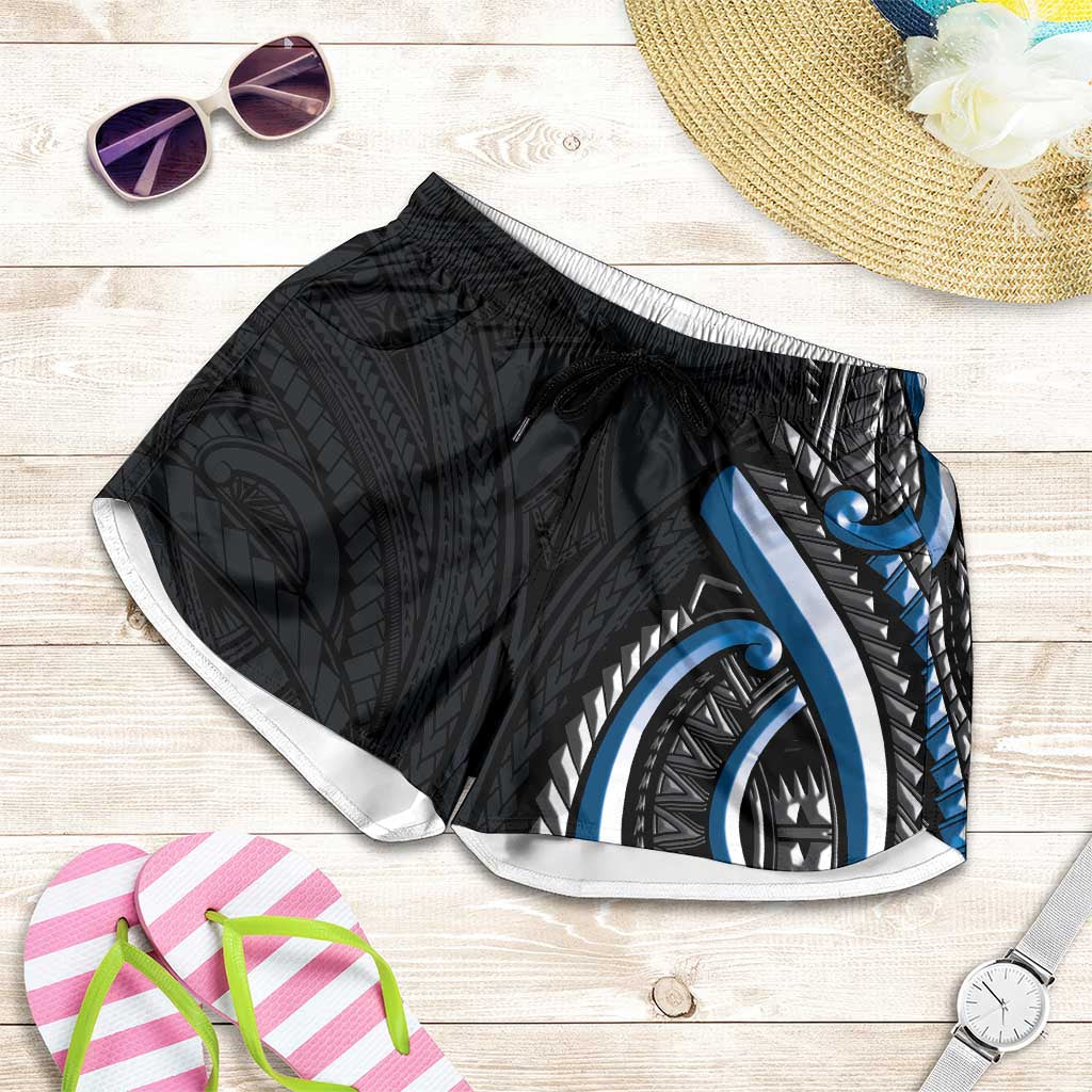 Traditional Art Hawaiian Kakau Tattoos Shorts for Women Blue Color LT03