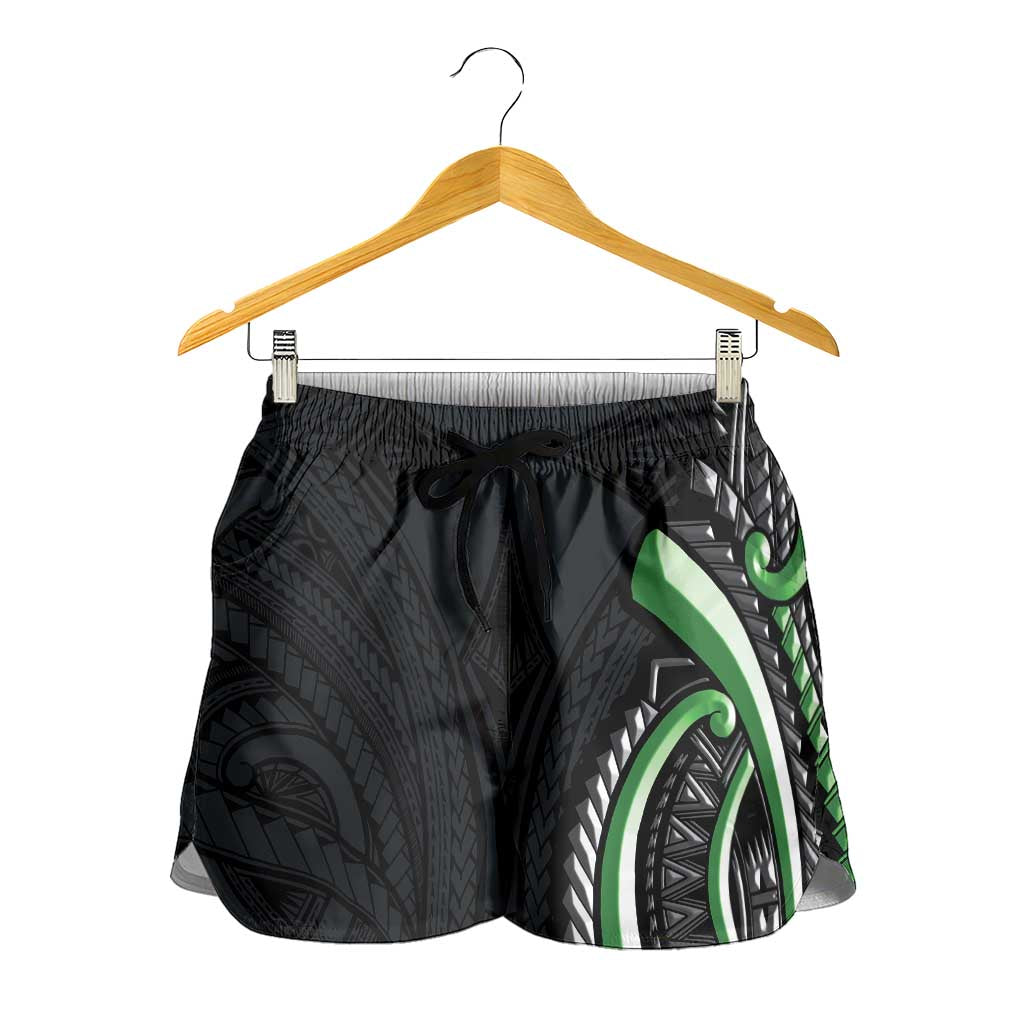 Traditional Art Hawaiian Kakau Tattoos Shorts for Women Green Color LT03