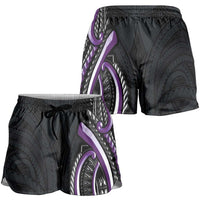Traditional Art Hawaiian Kakau Tattoos Shorts for Women Purple Color LT03