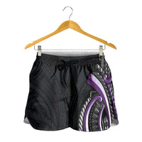 Traditional Art Hawaiian Kakau Tattoos Shorts for Women Purple Color LT03