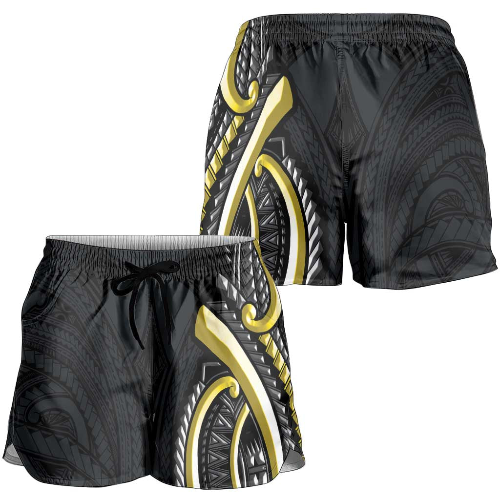 Traditional Art Hawaiian Kakau Tattoos Shorts for Women Yellow Color LT03