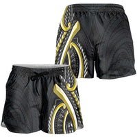 Traditional Art Hawaiian Kakau Tattoos Shorts for Women Yellow Color LT03