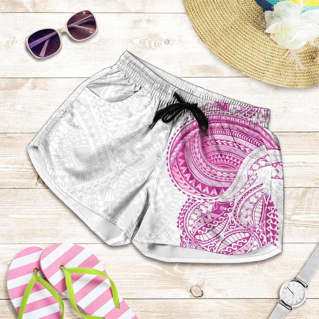 Traditional Polynesian Art Tattoos Shorts for Women Pink Color - Polynesian Pride
