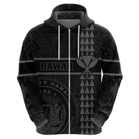 Polynesian Kakau Kanaka Seal of Hawaii Hoodie Gray Zip Hoodie Gray - Polynesian Pride