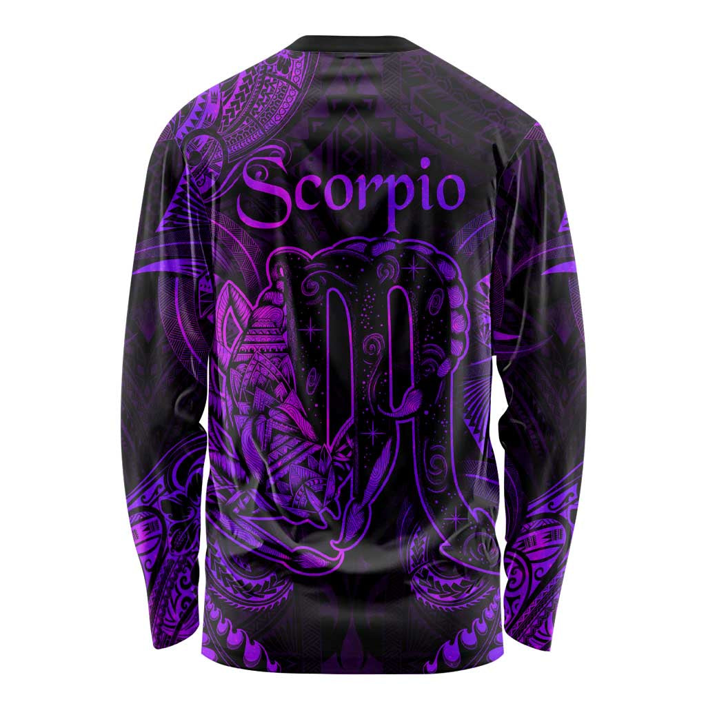 Scorpio Zodiac Polynesian Long Sleeve Shirt Unique Style - Purple LT8