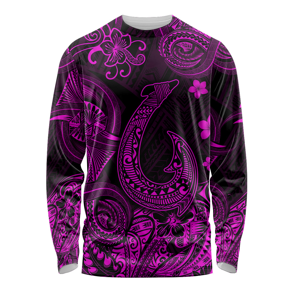 (Custom Personalised) Hawaii Fish Hook Polynesian Long Sleeve Shirt Unique Style - Pink LT8