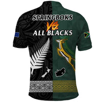 South Africa Protea and New Zealand Fern Polo Shirt Rugby Go Springboks vs All Black LT13