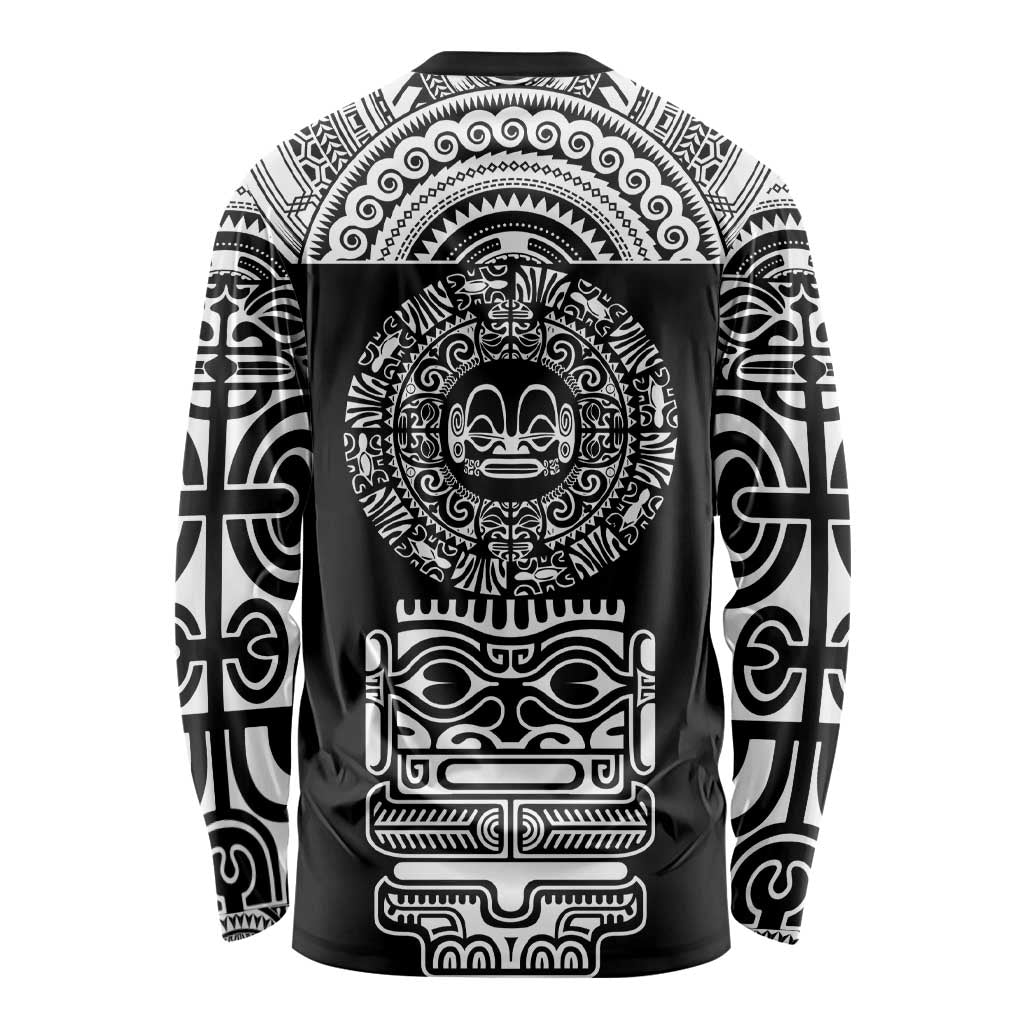 Marquesas Islands Long Sleeve Shirt Marquesan Tattoo Simplified Version - Black LT8