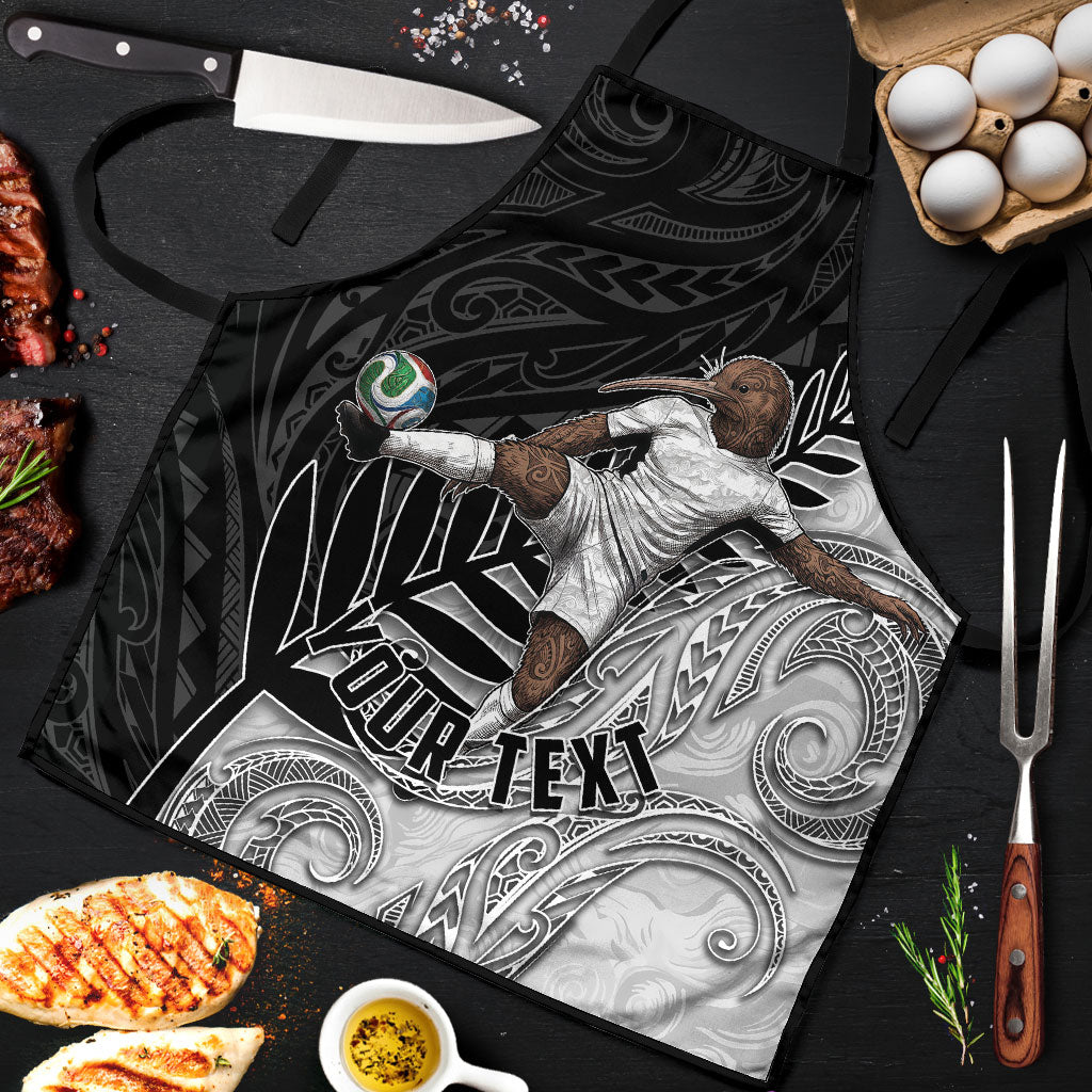 Personalized New Zealand Football Apron Kiwi Mascot with Silver Fern - Maori Tribal Tattoo Art TS04 Black White - Polynesian Pride