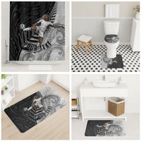 Personalized New Zealand Football Bathroom Set Kiwi Mascot with Silver Fern - Maori Tribal Tattoo Art TS04 - Polynesian Pride