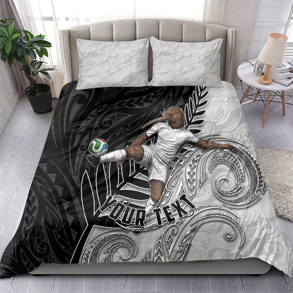 Personalized New Zealand Football Bedding Set Kiwi Mascot with Silver Fern - Maori Tribal Tattoo Art TS04 - Polynesian Pride