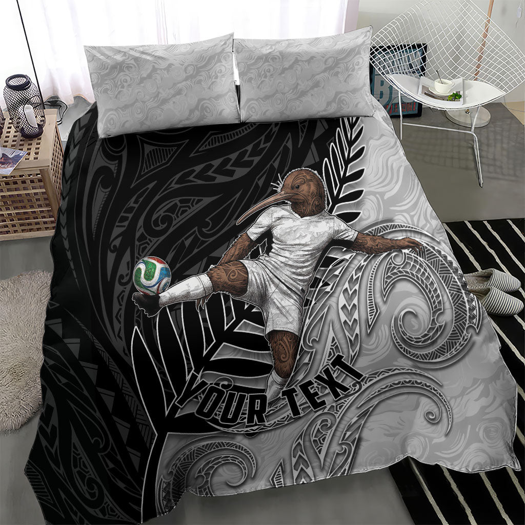 Personalized New Zealand Football Bedding Set Kiwi Mascot with Silver Fern - Maori Tribal Tattoo Art TS04 - Polynesian Pride