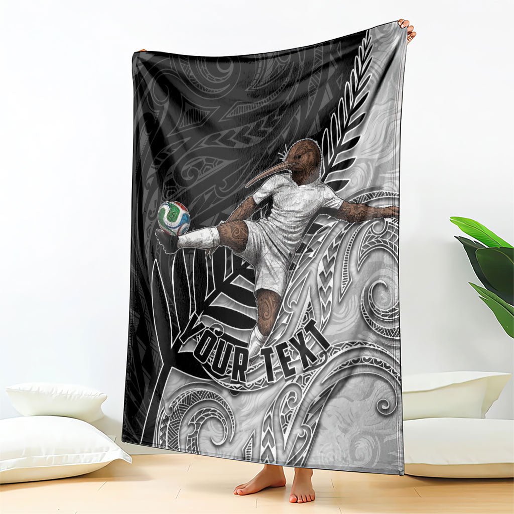 Personalized New Zealand Football Blanket Kiwi Mascot with Silver Fern - Maori Tribal Tattoo Art TS04 - Polynesian Pride